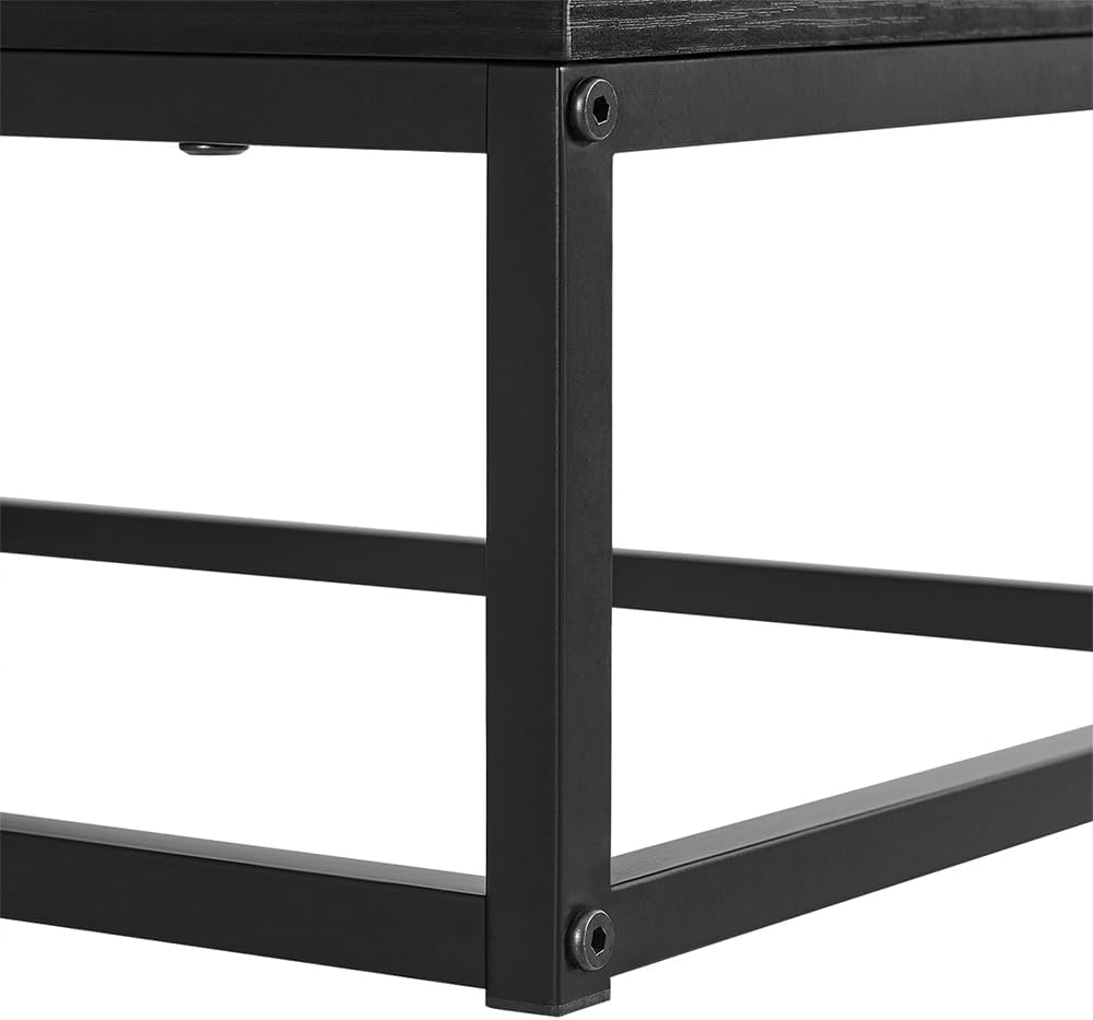 conifferism Black Nightstand with 2 Drawers, Bedroom Modern Bedside Table with Metal Legs, Fluted Couch End Side Table for Small Spaces, Living Room