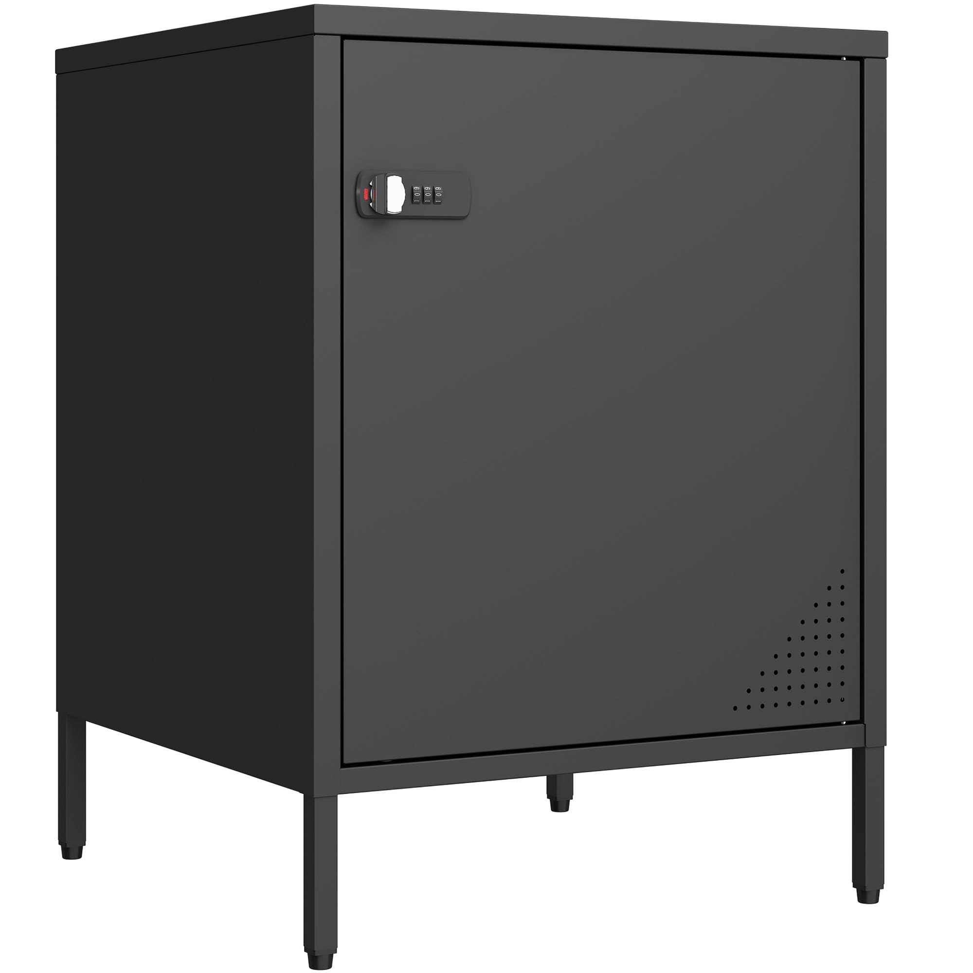 Steehoom Metal Nightstand,2 Drawer End Side Table Lockable Modern Locker Storage Cabinet for Living Room, Bedroom, Dorm, 21.26”H X 15.75”W X 15.75”D (2 Drawer, Black)