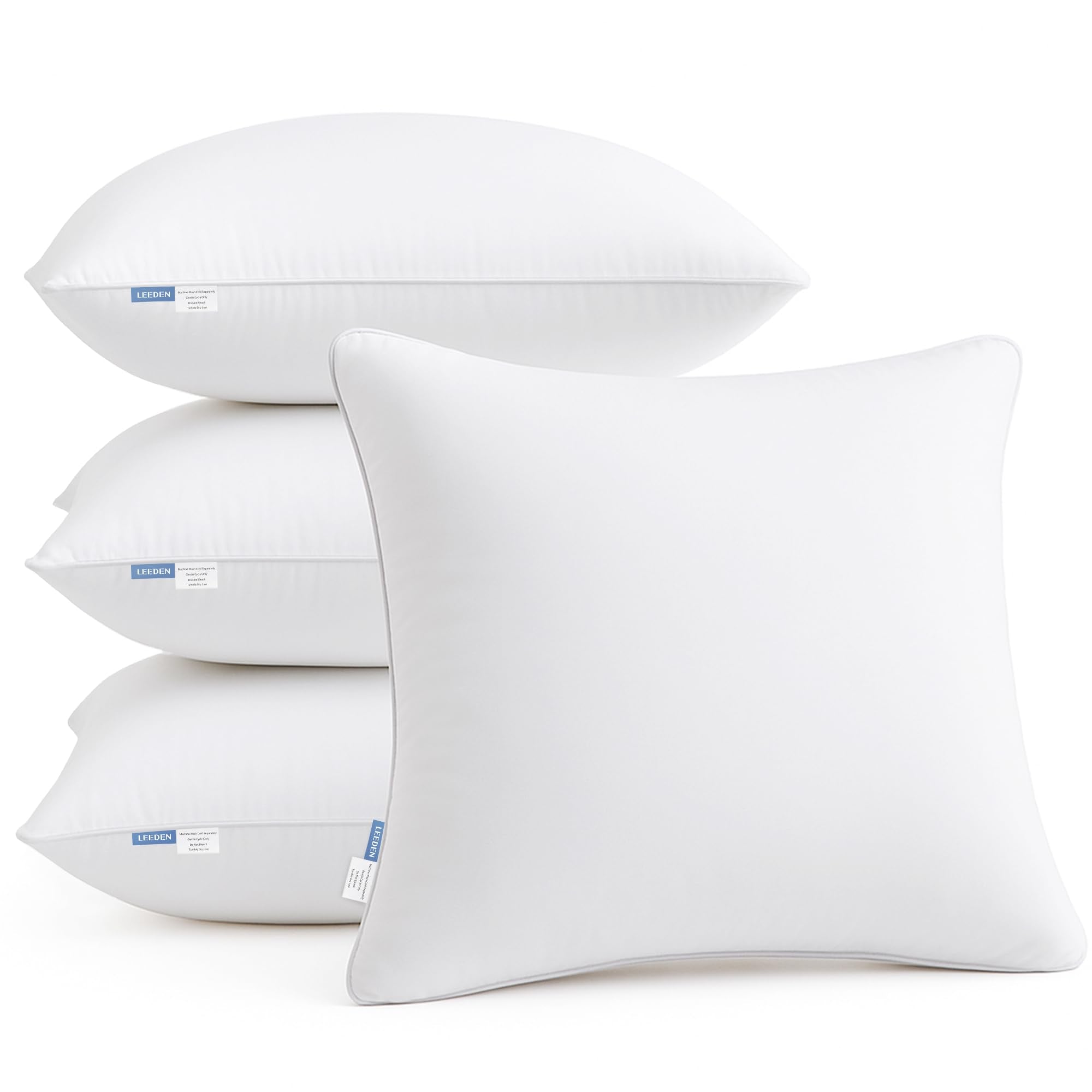 Leeden 18 x 18 Pillow Inserts (Set of 2) - Throw Pillow Inserts with 100% Cotton Cover - 18 Inch Square Decorative Pillows for Sofa, Couch, Bed and Home Decor