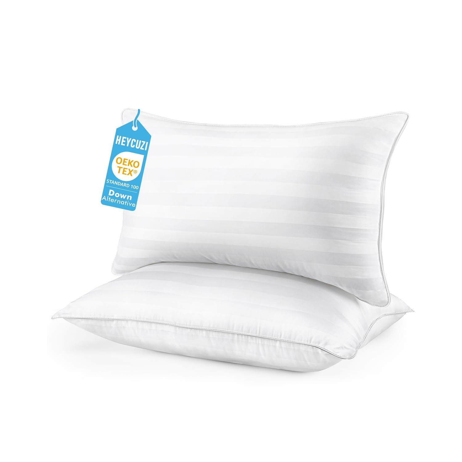 Standard Size Bed Pillows Set of 2 - Breathable Premium Down Alternative Pillows for Side, Back, and Stomach Sleepers Hotel Quality Fluffy Soft Microfiber Fill Cooling Skin-Friendly