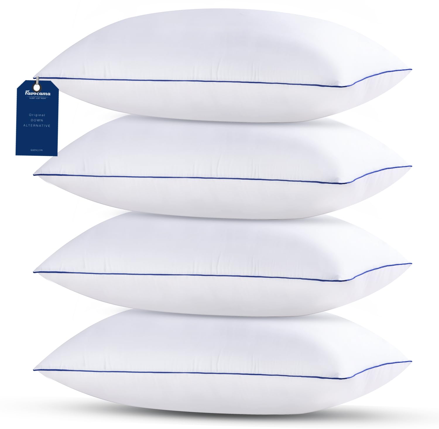 Favocama Pillows Standard Size Set of 4 Hotel Collection Bed Pillow for Sleeping Pillows 4 Pack for Back, Stomach or Side Sleepers Soft and Supportive Washable Pillows for Bedroom