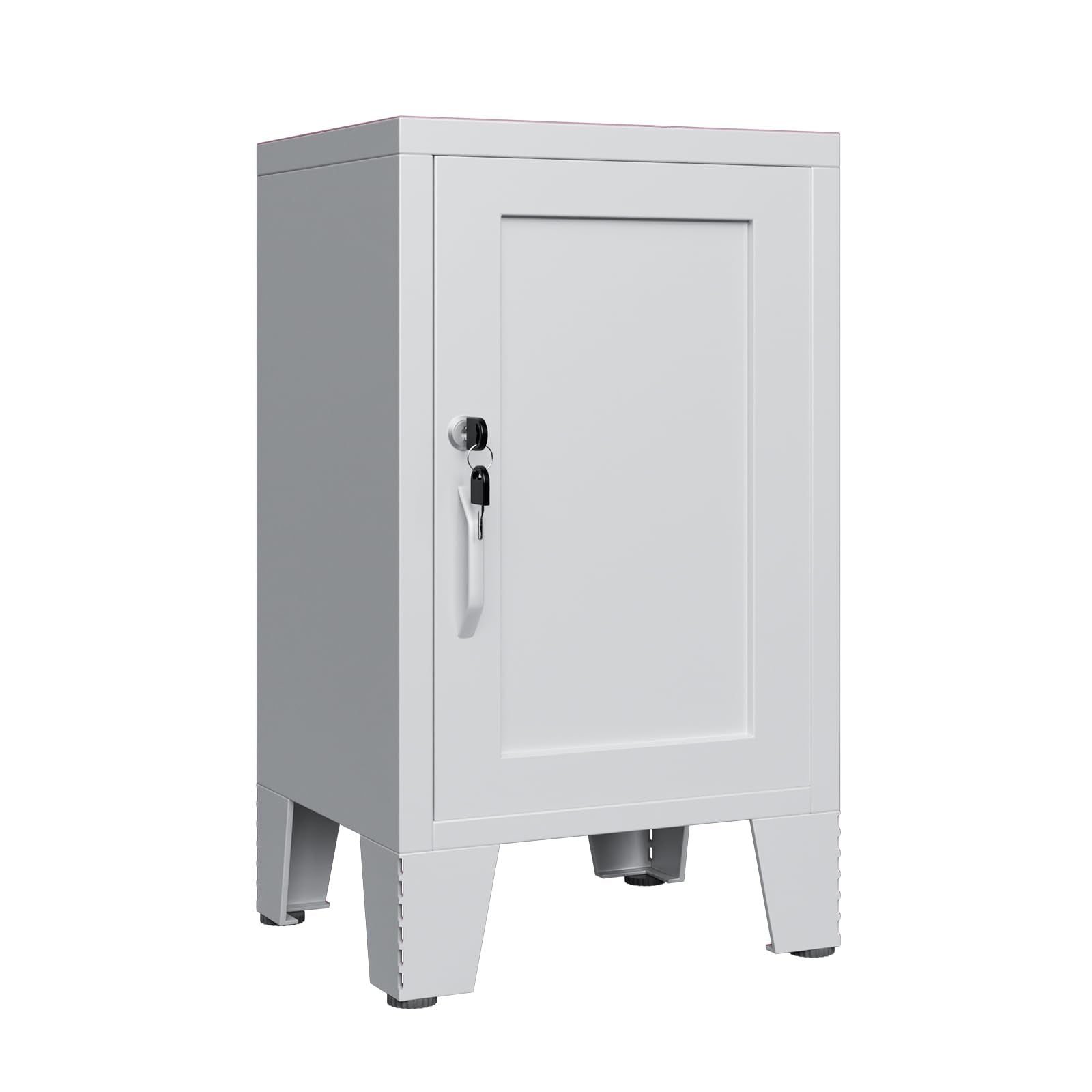 ALBAD Compact Metal Nightstand with Lockable Cabinet and Open Shelf, Modern Bedside Table, Versatile Side Table for Bedroom, Living Room, or Office (Black, 26" H-Lockable Door)