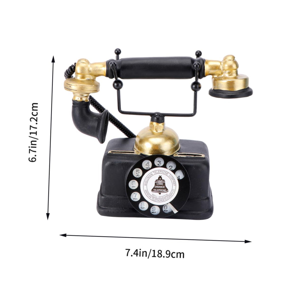 Vintage Telephone Model Ornament 7.44X3.93X6.77In Nostalgia Rotary Phone Prop Creative Desktop Decoration for Home Office Cafe Bar