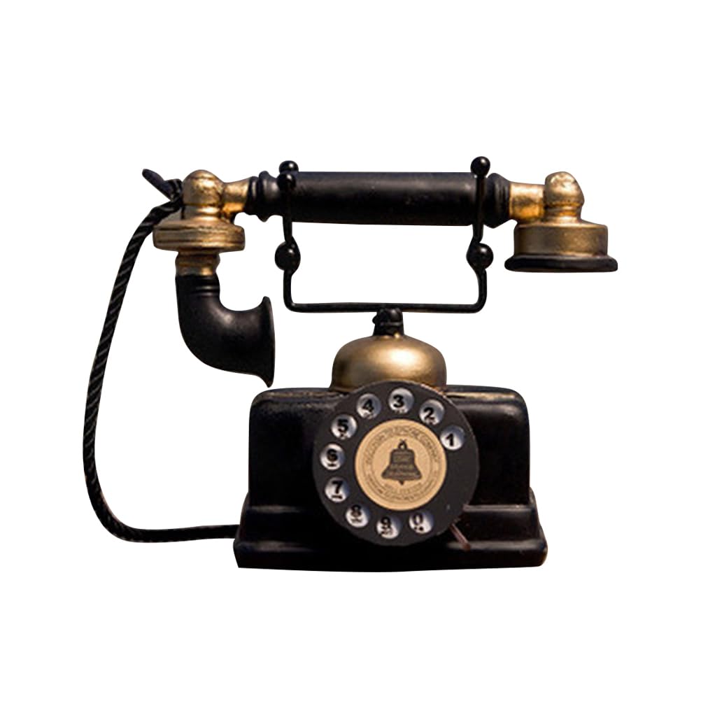 Vintage Telephone Model Ornament 7.44X3.93X6.77In Nostalgia Rotary Phone Prop Creative Desktop Decoration for Home Office Cafe Bar