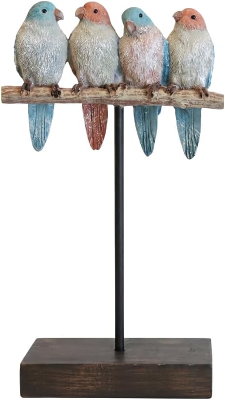 Comfy Hour 9.8 inches Height, Bird Statues Home Decor, Rustic Sparrows Gathering on Branch Tabletop Ornament, Farmhouse Bird Decor for Shelf & Desktop, Artisan Crafted Resin Figurine, 1 Unit