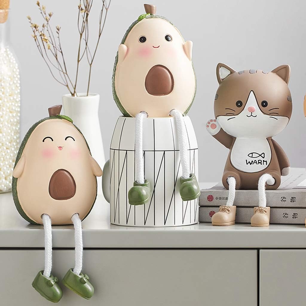 Sculpture Tabletop Sculpture 2 Pcs Long Leg Dolls, Resin Crafts Creative Avocado Hanging Doll, Sitting Leg and Movable Hand Puppet Ornament Desktop Decoration