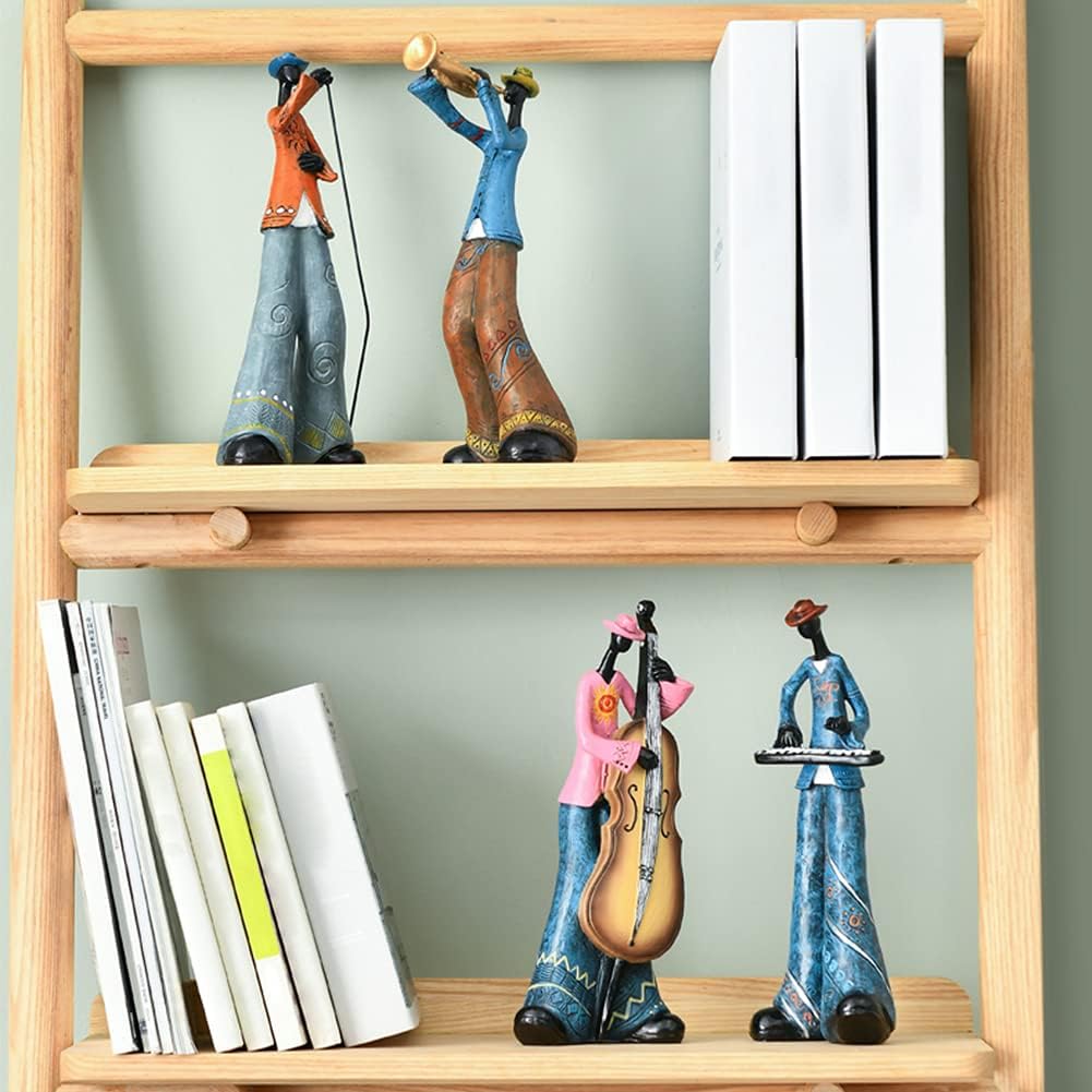 WAYUTO Home Decor Statues Abstract Character Band Ornaments Vintage Sculpture Creative Resin Figurines Desktop Crafts Art Decor Statuettes for Living Room Wine Cabinet Bookcase 5PCS