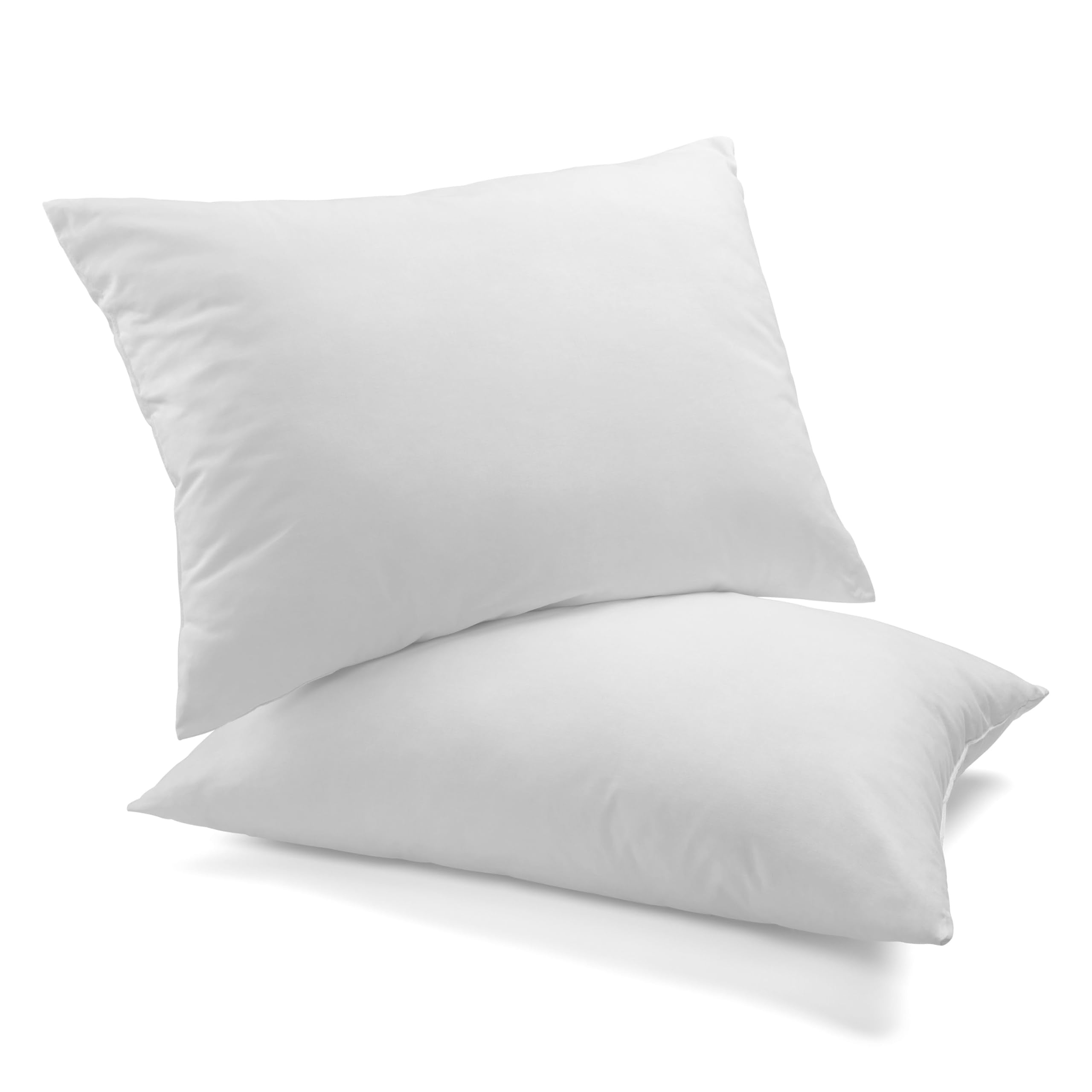 White Standard Bed Pillow Insert - Premium Polyester Cotton Blend - Down Alternative Fill - Pillows 2 Pack for Side,Back or Stomach Sleepers - Soft & Cozy Standard Pillow (Standard,White)