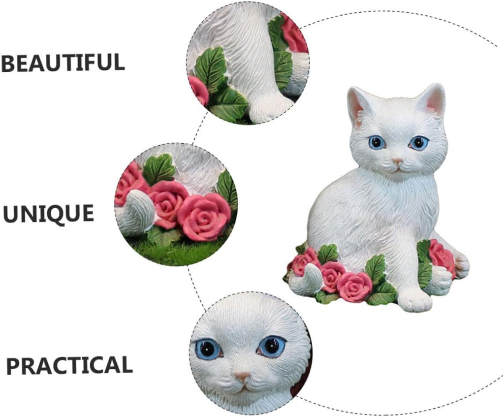 Valentine's Day Cat Statue Cat Figurine for Home Decor Creative Craft Unique Indoor Ornament for Bookshelf Office