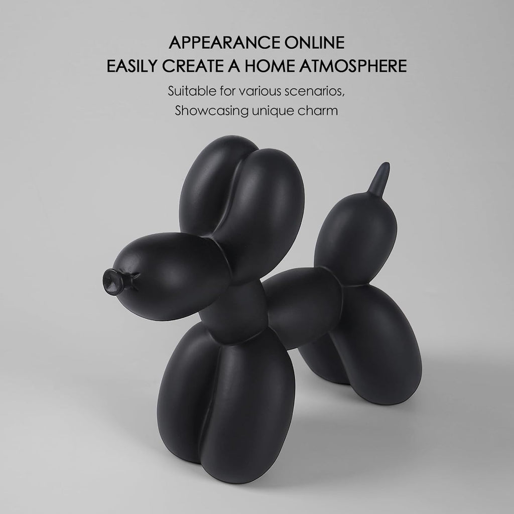 Notakia Creative Black Balloon Dog Decor Statue Crafts Living Room Decor Desktop Decorations,Handmade Modern Small Shelf Animal Statue Ornament Home Decor (Big Pure Black)