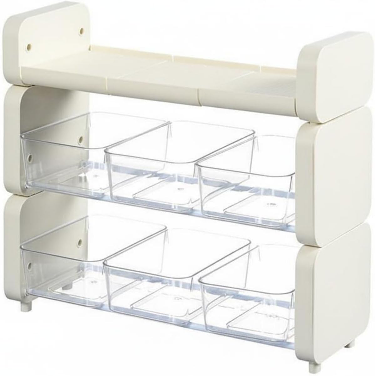 Multi-Tier Tea Packet Organizer Large Capacity Multi-Tier Coffee Bar Organizer Adjustable Tilt Kitchen Accessory for Office, Cream, Cream