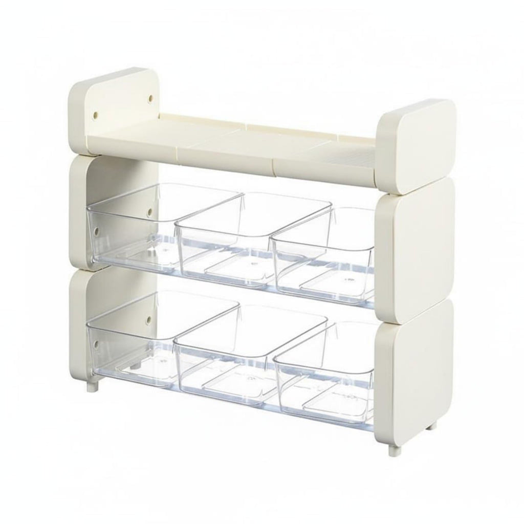Multi-Tier Tea Packet Organizer Large Capacity Multi-Tier Coffee Bar Organizer Adjustable Tilt Kitchen Accessory for Office, Cream, Cream