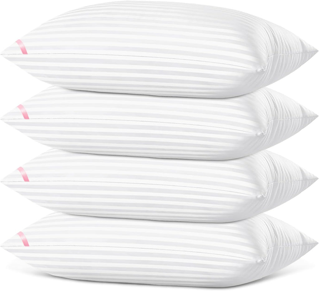 EIUE Bed Pillows for Sleeping 4 Pack，Pillows for Side and Back Sleepers,Super Soft Down Alternative Microfiber Filled Pillows (White, Queen (Pack of 4))