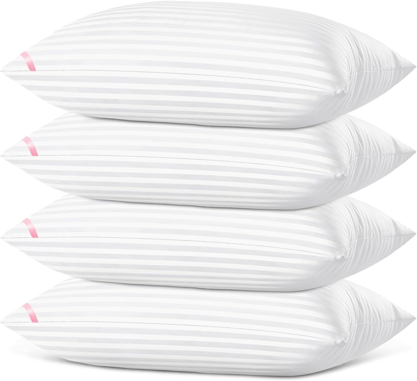 EIUE Bed Pillows for Sleeping 4 Pack，Pillows for Side and Back Sleepers,Super Soft Down Alternative Microfiber Filled Pillows (White, Queen (Pack of 4))
