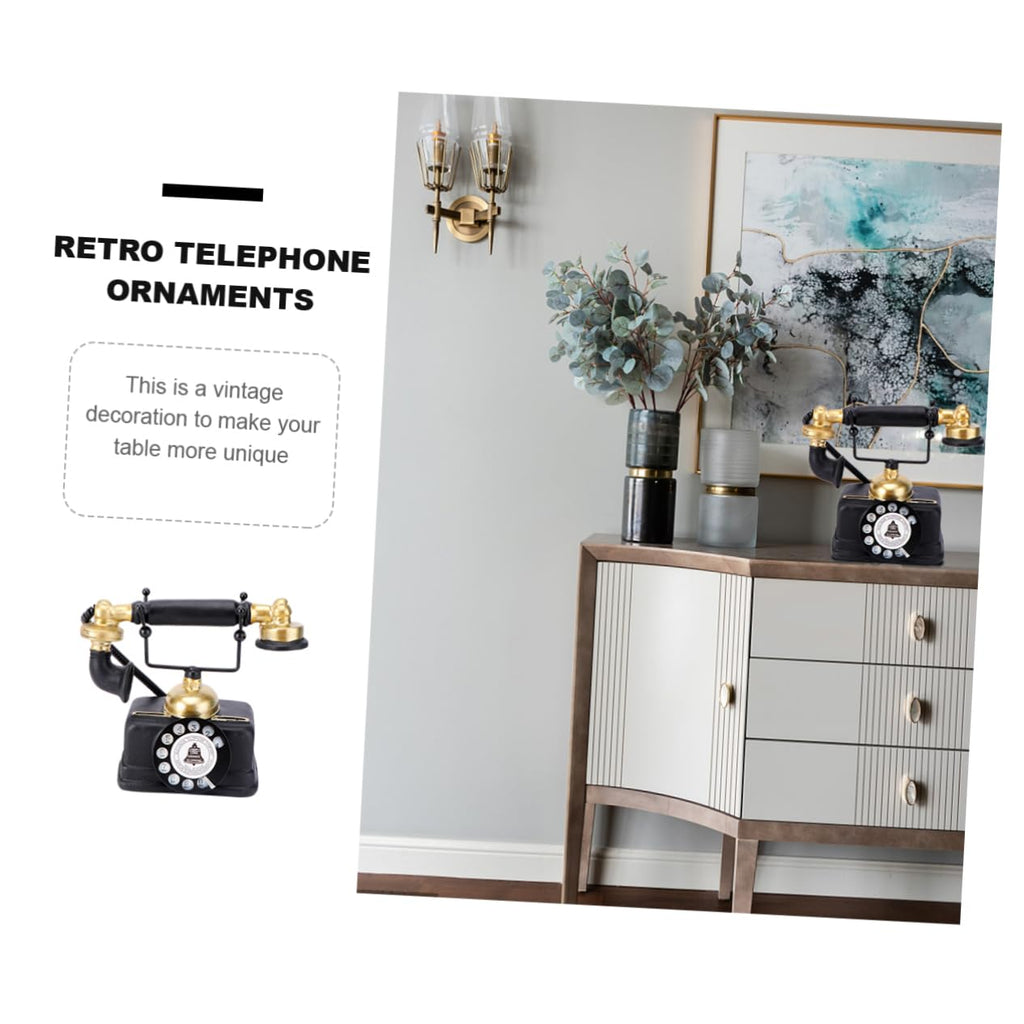 Vintage Telephone Model Ornament 7.44X3.93X6.77In Nostalgia Rotary Phone Prop Creative Desktop Decoration for Home Office Cafe Bar