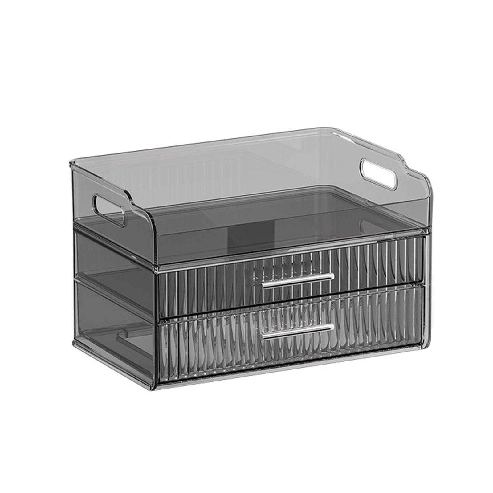 Generic Cosmetics Storage Box Desktop Drawer Type Sorting Box Household Dust-Proof Large Capacity Dresser Facial Mask Shelf,Black,covered
