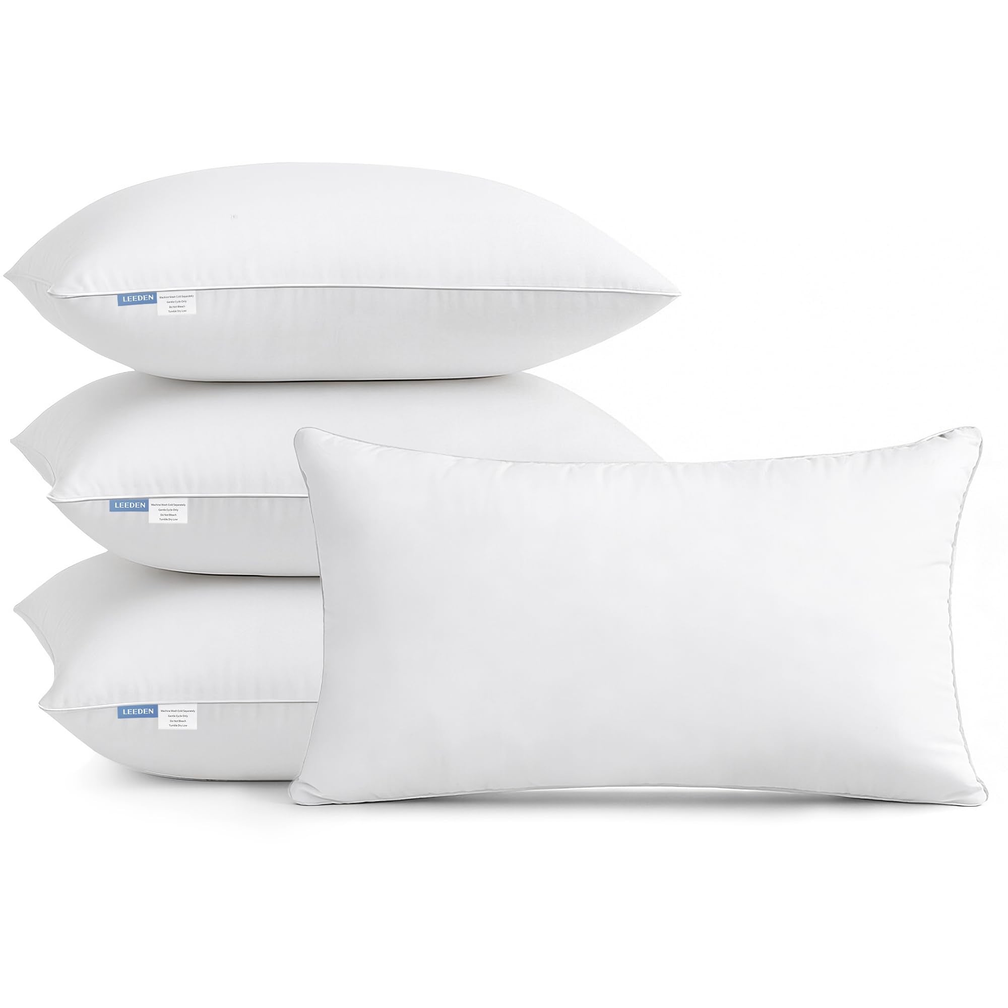 Leeden 18 x 18 Pillow Inserts (Set of 2) - Throw Pillow Inserts with 100% Cotton Cover - 18 Inch Square Decorative Pillows for Sofa, Couch, Bed and Home Decor