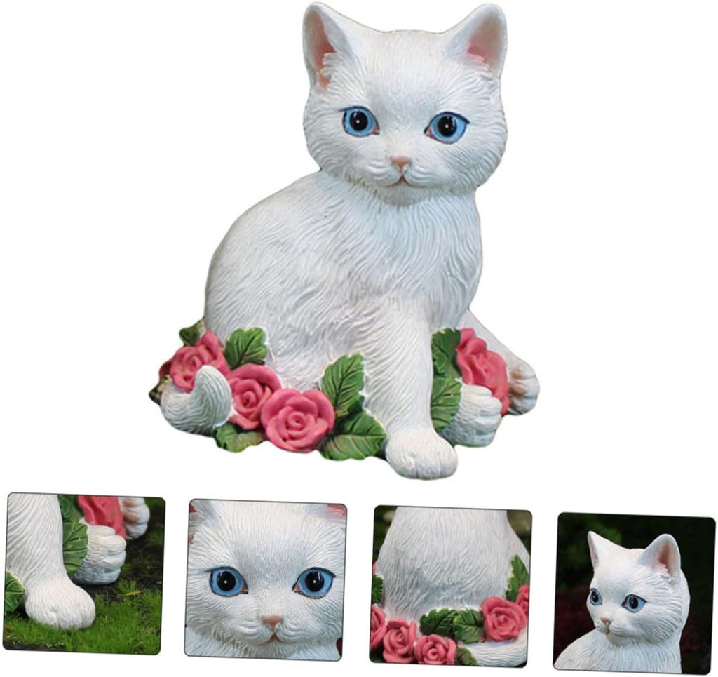 Valentine's Day Cat Statue Cat Figurine for Home Decor Creative Craft Unique Indoor Ornament for Bookshelf Office