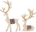 Sewroro Resin Deer Figurines Pair, Sika Deer Home Decor Ornaments, Creative Desktop Resin Craft for Living Room and Study Table Decoration