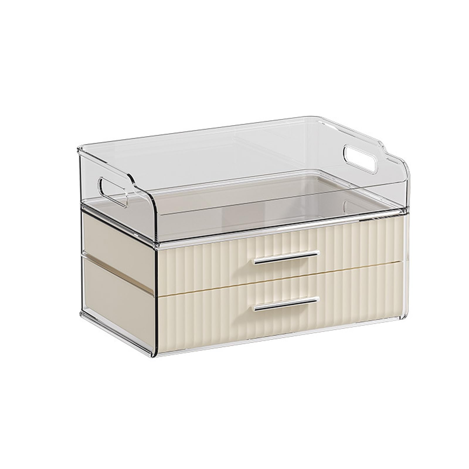 Generic Cosmetics Storage Box Desktop Drawer Type Sorting Box Household Dust-Proof Large Capacity Dresser Facial Mask Shelf,Black,covered