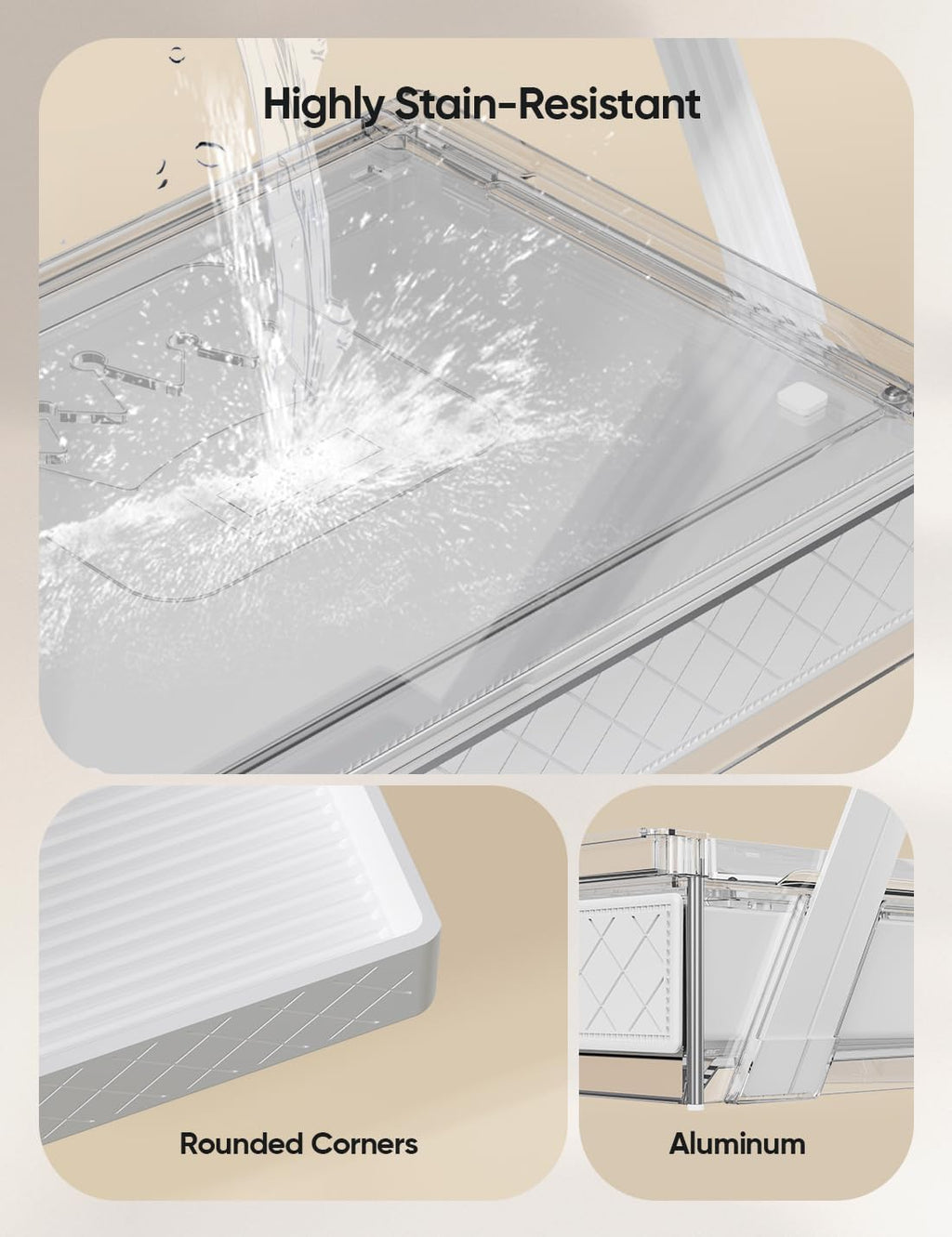 2-Tier Z-Shaped Acrylic Organizer with Drawer & Tray, Multi-use Storage for Bathroom Desk