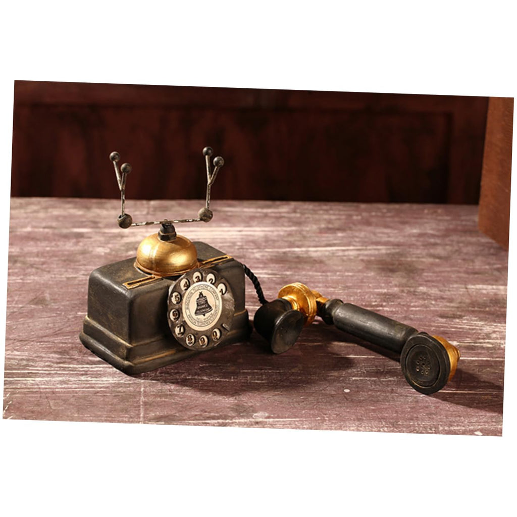 Vintage Telephone Model Ornament 7.44X3.93X6.77In Nostalgia Rotary Phone Prop Creative Desktop Decoration for Home Office Cafe Bar