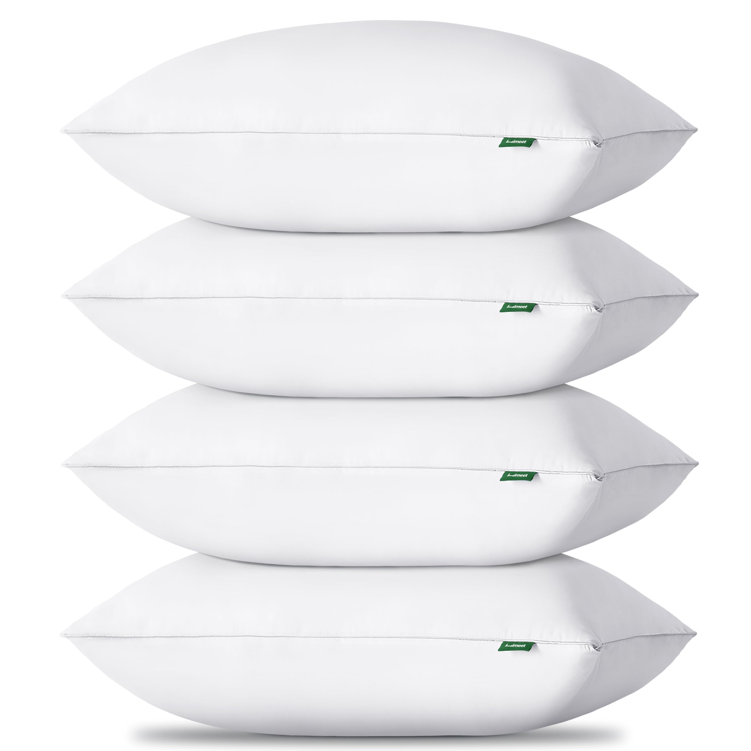 Pillows Standard Size Set of 4, Luxury Fluffy Bed Pillows for Sleeping 4 Pack, Soft and Supportive Bed Pillow with Down Alternative Filling for Side and Back Sleepers (18"x26")
