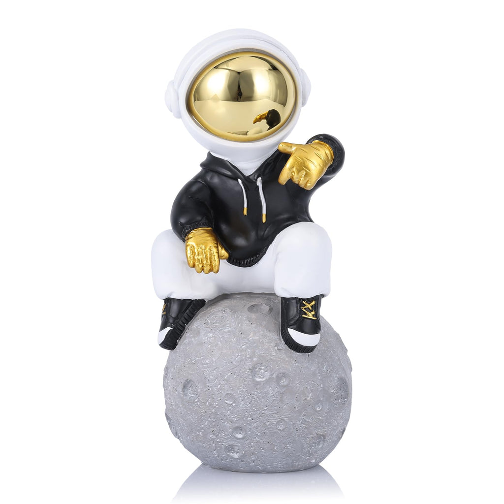 LCCCK Astronaut Figurine Spaceman Sculpture Black Gold Astronaut Statue Child Gifts Ornament Room Decor for Men,Home and Crafts Desktop Accessories Tabletop Decoration, Living Room, Office, Bookshelf