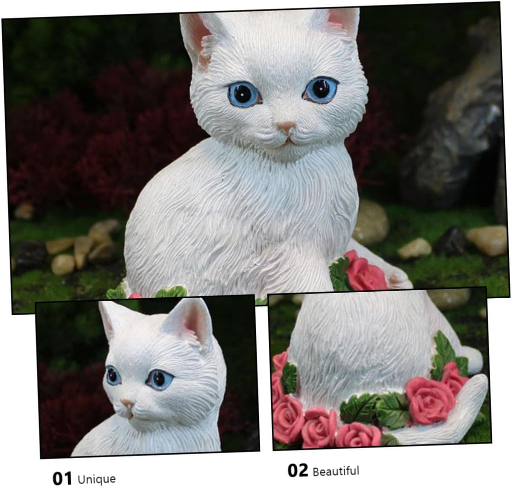 Valentine's Day Cat Statue Cat Figurine for Home Decor Creative Craft Unique Indoor Ornament for Bookshelf Office