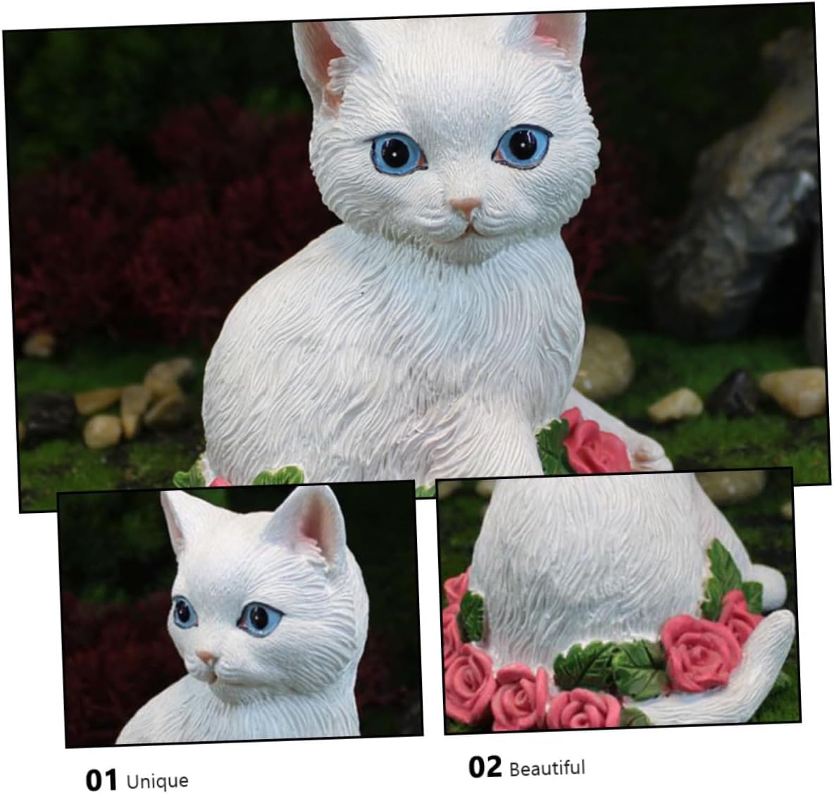 Valentine's Day Cat Statue Cat Figurine for Home Decor Creative Craft Unique Indoor Ornament for Bookshelf Office