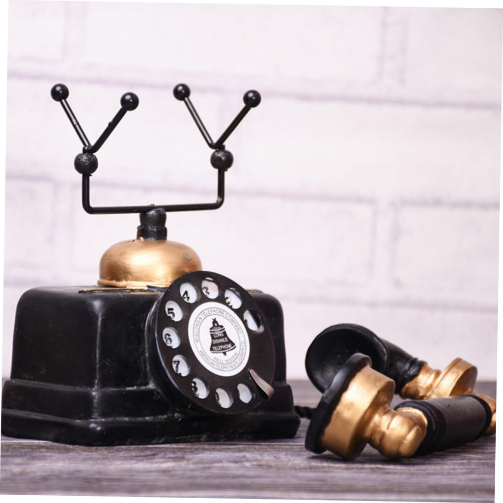 Vintage Telephone Model Ornament 7.44X3.93X6.77In Nostalgia Rotary Phone Prop Creative Desktop Decoration for Home Office Cafe Bar
