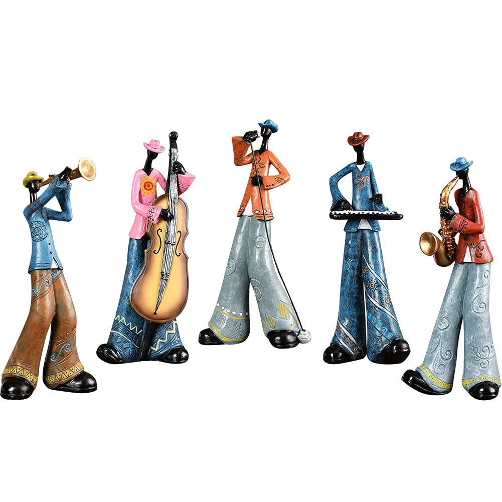 WAYUTO Home Decor Statues Abstract Character Band Ornaments Vintage Sculpture Creative Resin Figurines Desktop Crafts Art Decor Statuettes for Living Room Wine Cabinet Bookcase 5PCS