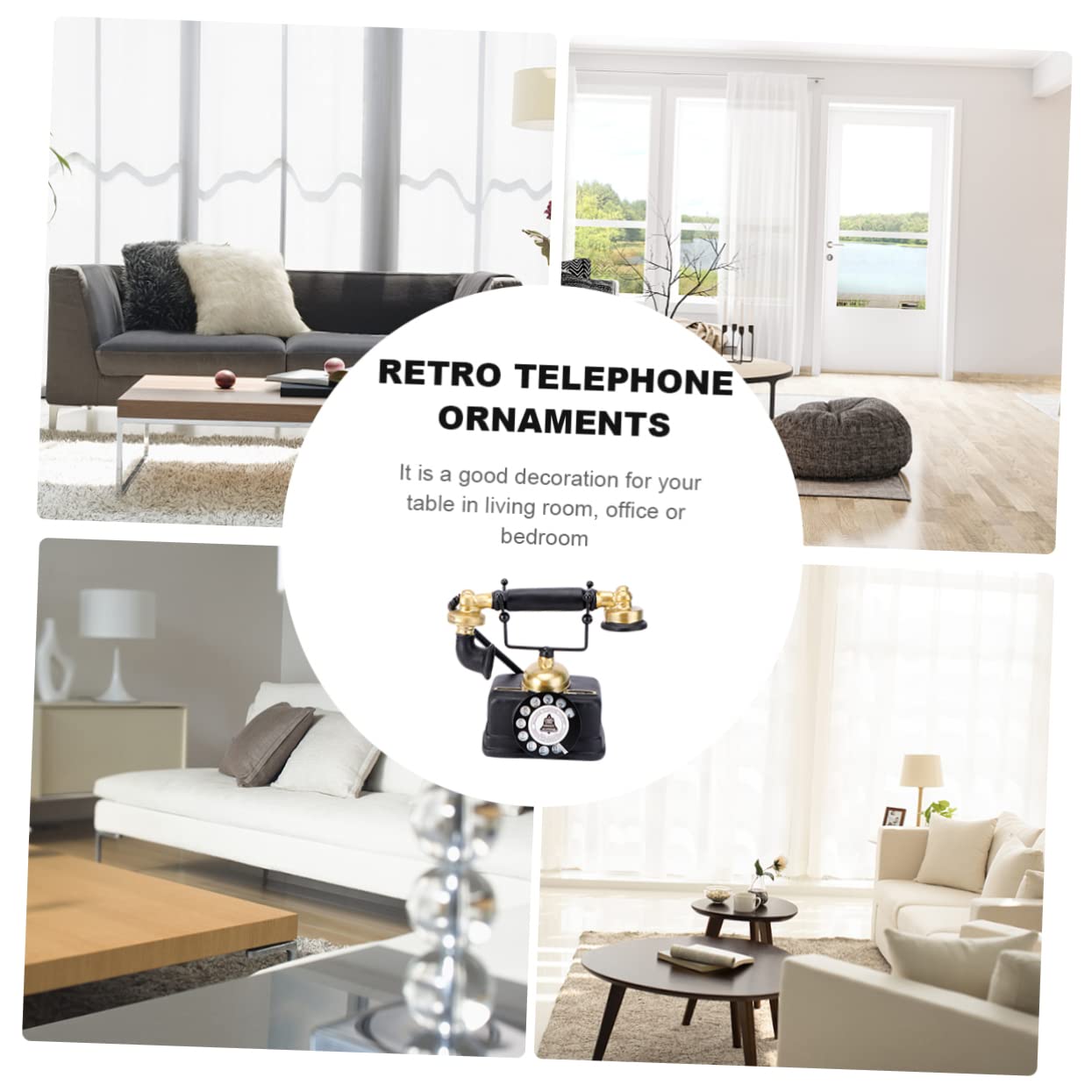 Vintage Telephone Model Ornament 7.44X3.93X6.77In Nostalgia Rotary Phone Prop Creative Desktop Decoration for Home Office Cafe Bar