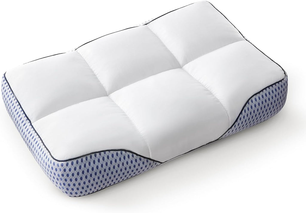 Glaciman Firm Shredded Memory Foam Bed Pillow, Ergonomic Neck and Shoulder Support for Back and Side Sleepers, Machine Washable, Breathable Mesh Gusset, Queen 15 x 25 x 4 Inch, 1 Pack
