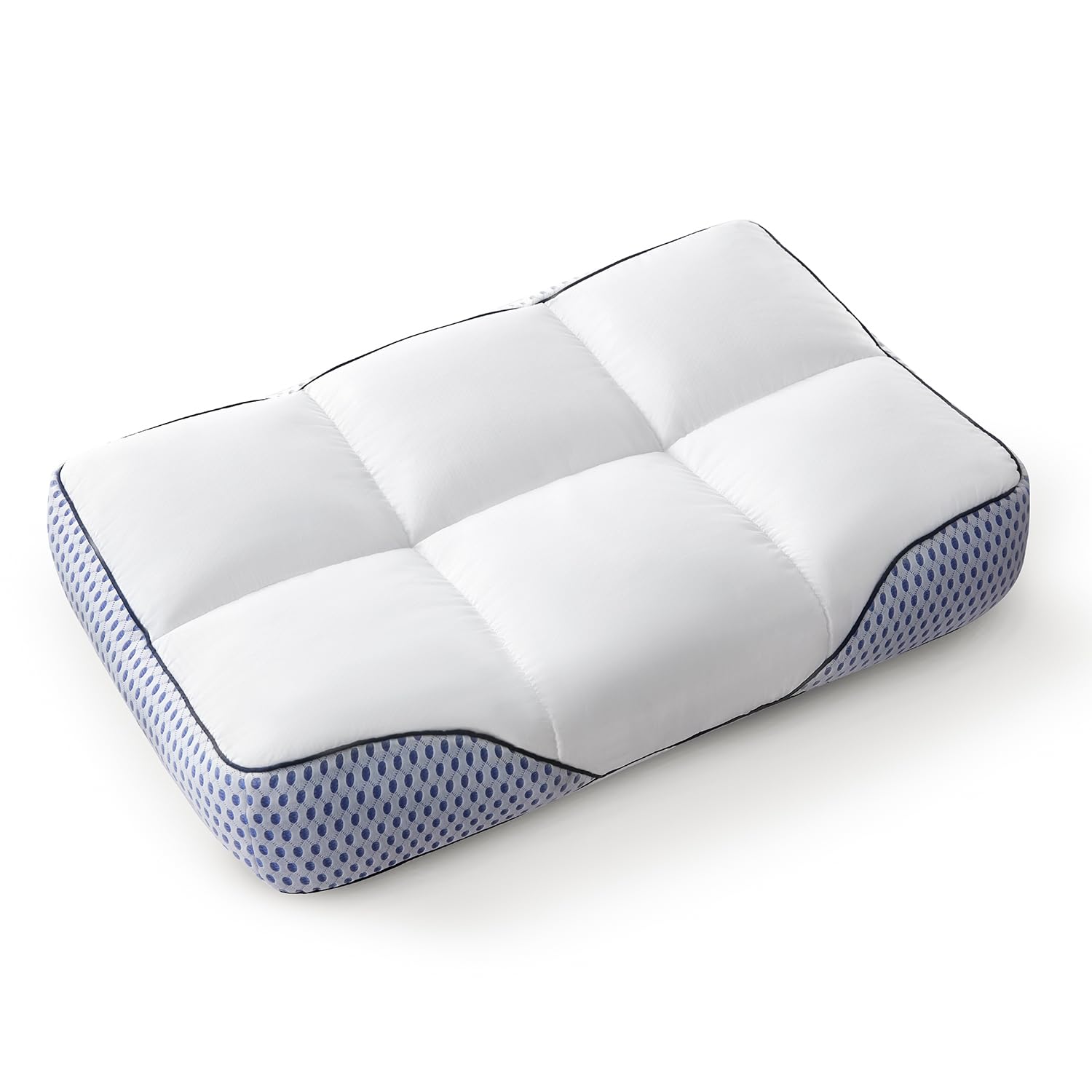 Glaciman Firm Shredded Memory Foam Bed Pillow, Ergonomic Neck and Shoulder Support for Back and Side Sleepers, Machine Washable, Breathable Mesh Gusset, Queen 15 x 25 x 4 Inch, 1 Pack
