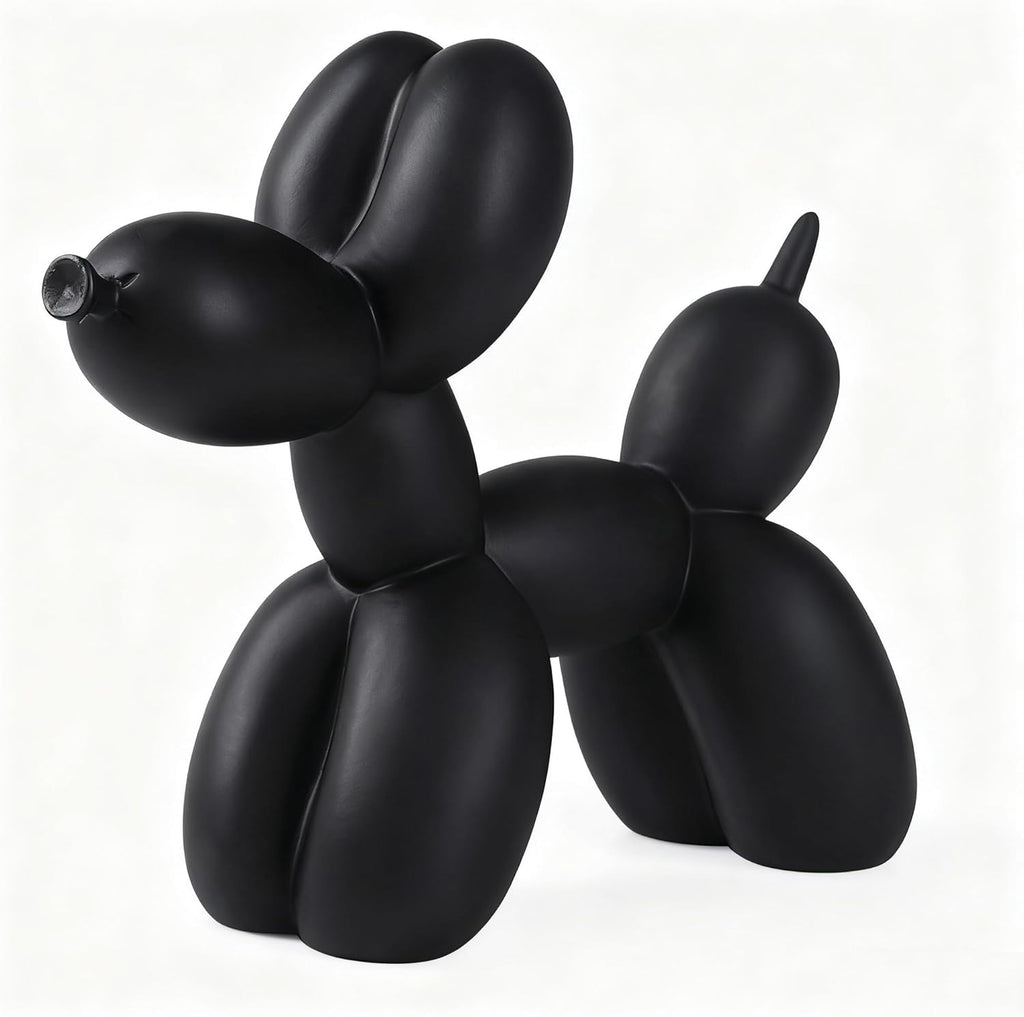 Notakia Creative Black Balloon Dog Decor Statue Crafts Living Room Decor Desktop Decorations,Handmade Modern Small Shelf Animal Statue Ornament Home Decor (Big Pure Black)
