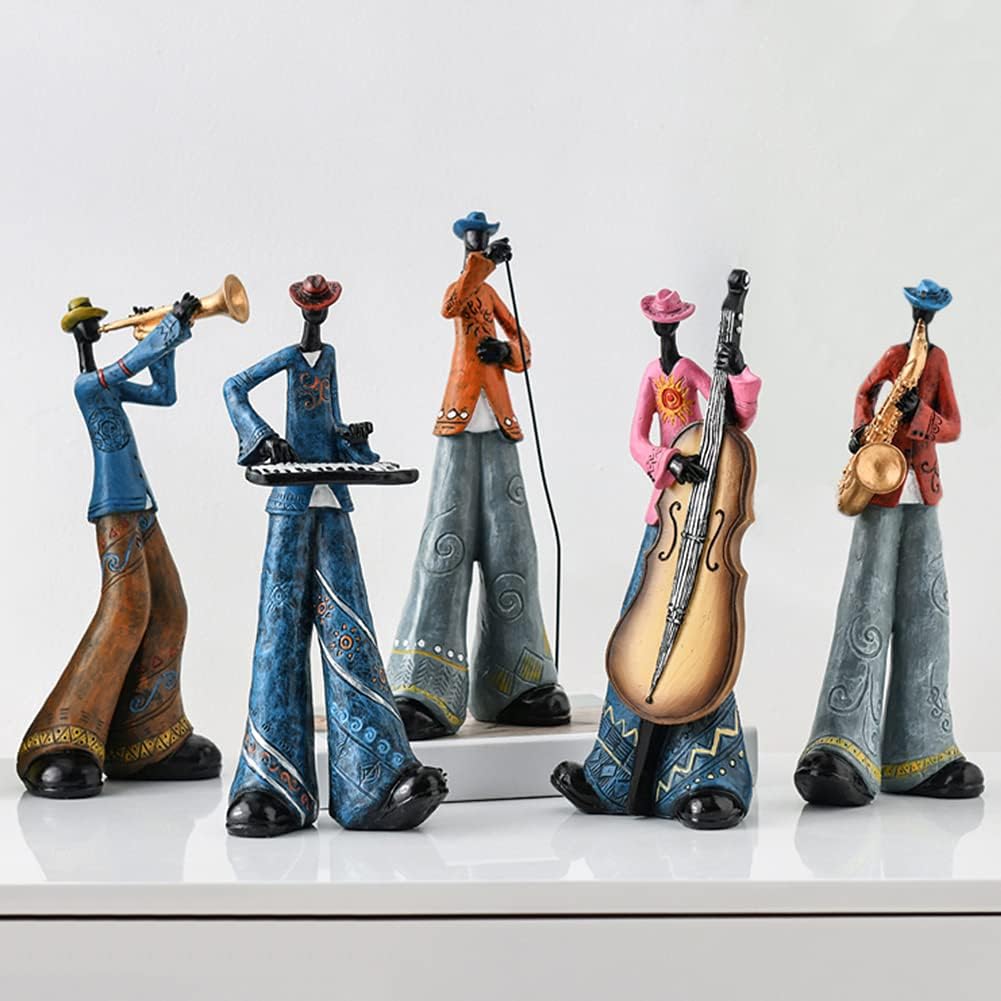 WAYUTO Home Decor Statues Abstract Character Band Ornaments Vintage Sculpture Creative Resin Figurines Desktop Crafts Art Decor Statuettes for Living Room Wine Cabinet Bookcase 5PCS