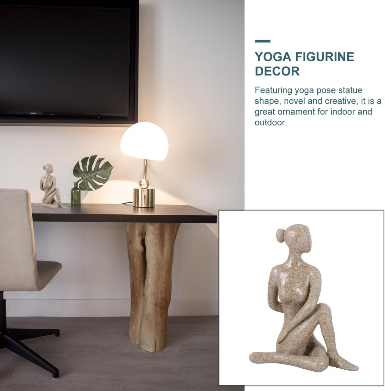 Yoga Girl Figurine Resin Decor Lightweight Creative Desktop Ornament for Home Office Living Room Art Craft Accent