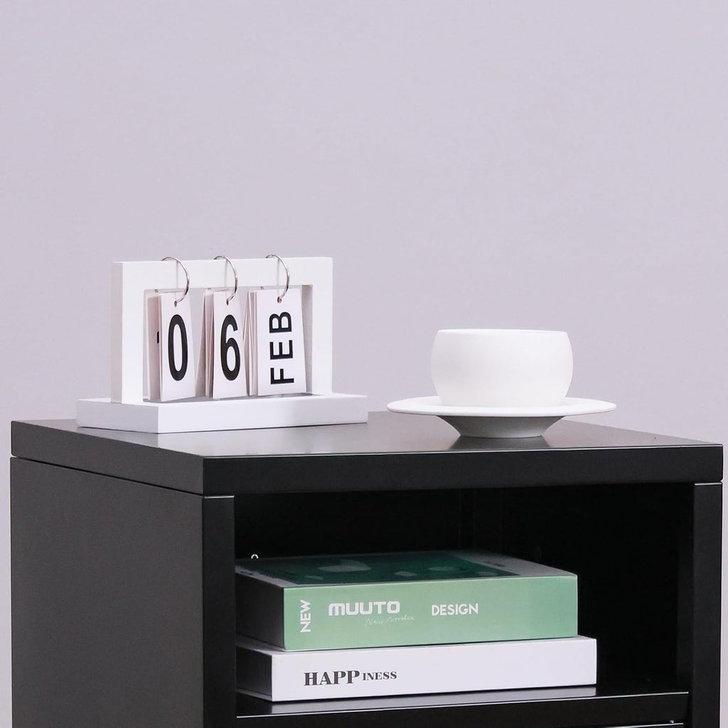 ALBAD Compact Metal Nightstand with Lockable Cabinet and Open Shelf, Modern Bedside Table, Versatile Side Table for Bedroom, Living Room, or Office (Black, 26" H-Lockable Door)