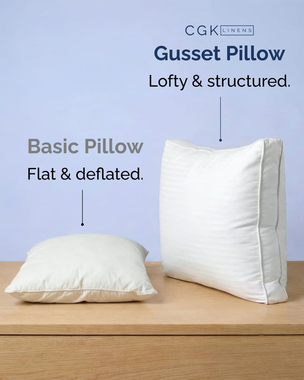 2 Pack White Luxury Hotel Pillows, Standard Size Soft Breathable Down Alternative Pillows