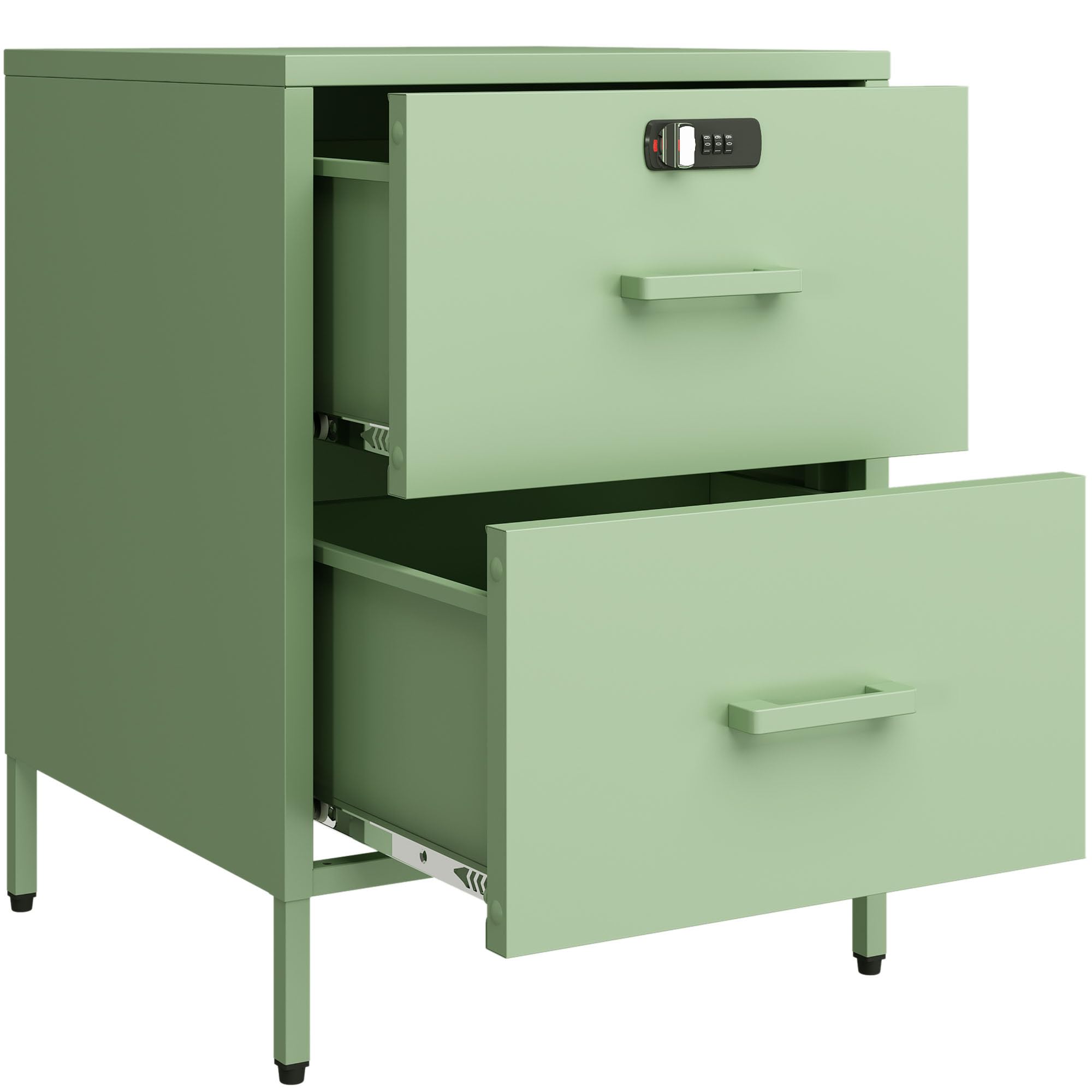 Steehoom Metal Nightstand,2 Drawer End Side Table Lockable Modern Locker Storage Cabinet for Living Room, Bedroom, Dorm, 21.26”H X 15.75”W X 15.75”D (2 Drawer, Black)