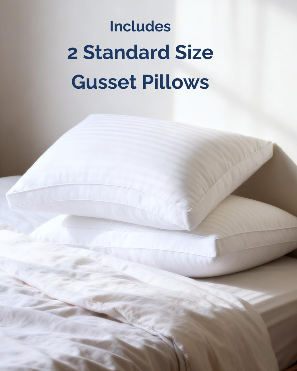 2 Pack White Luxury Hotel Pillows, Standard Size Soft Breathable Down Alternative Pillows