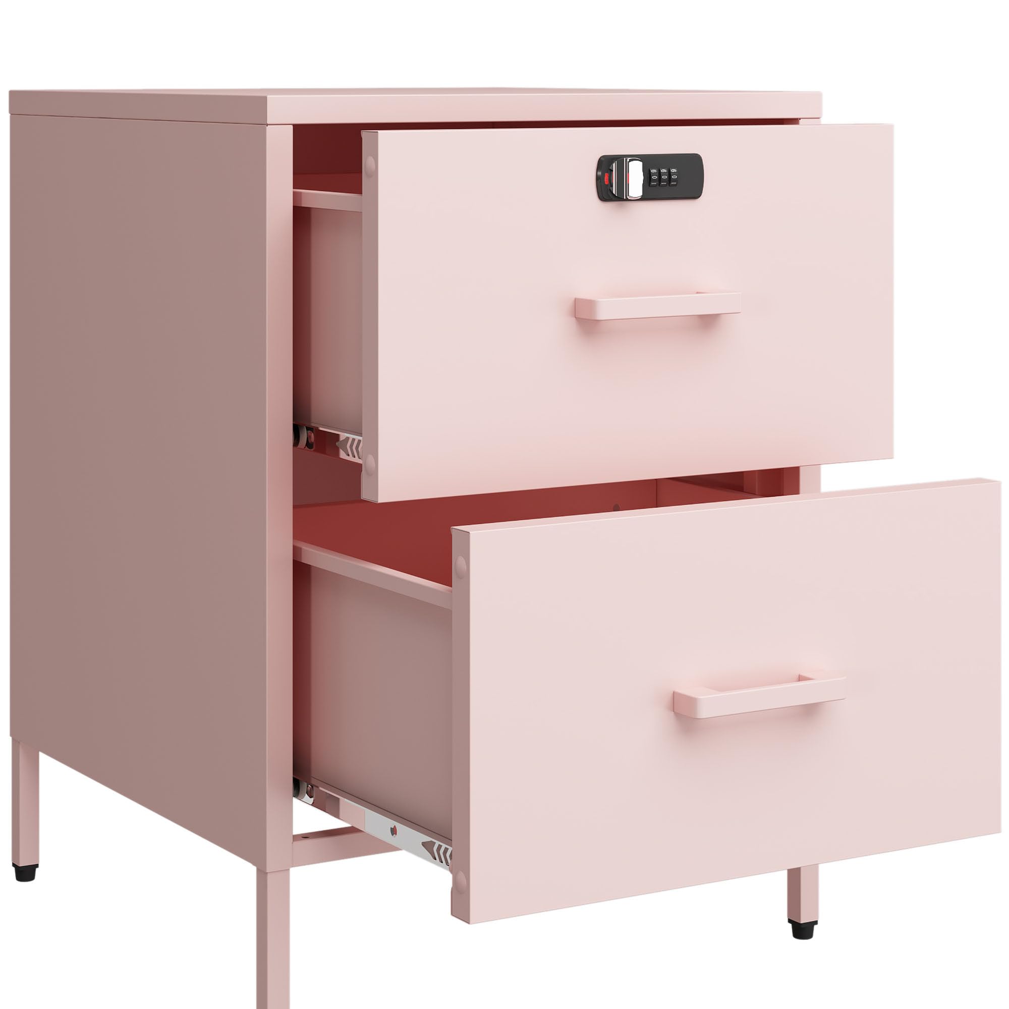 Steehoom Metal Nightstand,2 Drawer End Side Table Lockable Modern Locker Storage Cabinet for Living Room, Bedroom, Dorm, 21.26”H X 15.75”W X 15.75”D (2 Drawer, Black)