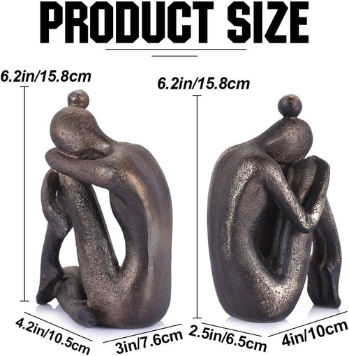 2-Piece Thinker Girl Decorative Bookends, Non-Skid Resin Book Stoppers