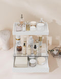 2-Tier Z-Shaped Acrylic Organizer with Drawer & Tray, Multi-use Storage for Bathroom Desk
