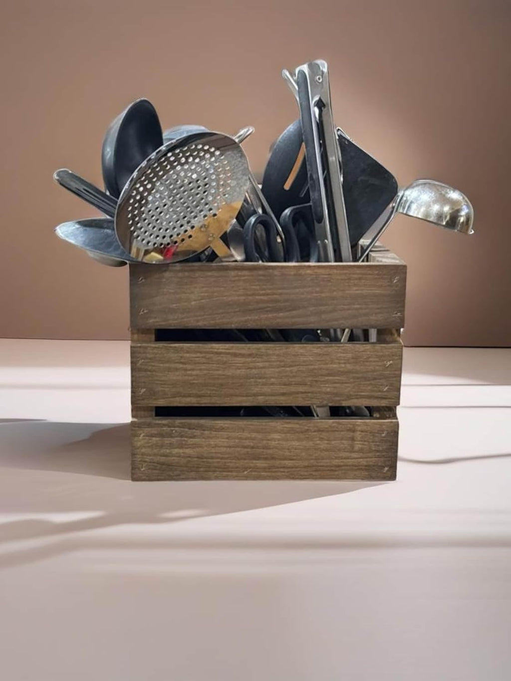 Farmhouse Kitchen Utensil Caddy Stackable design saves cabinet and pantry storage space
