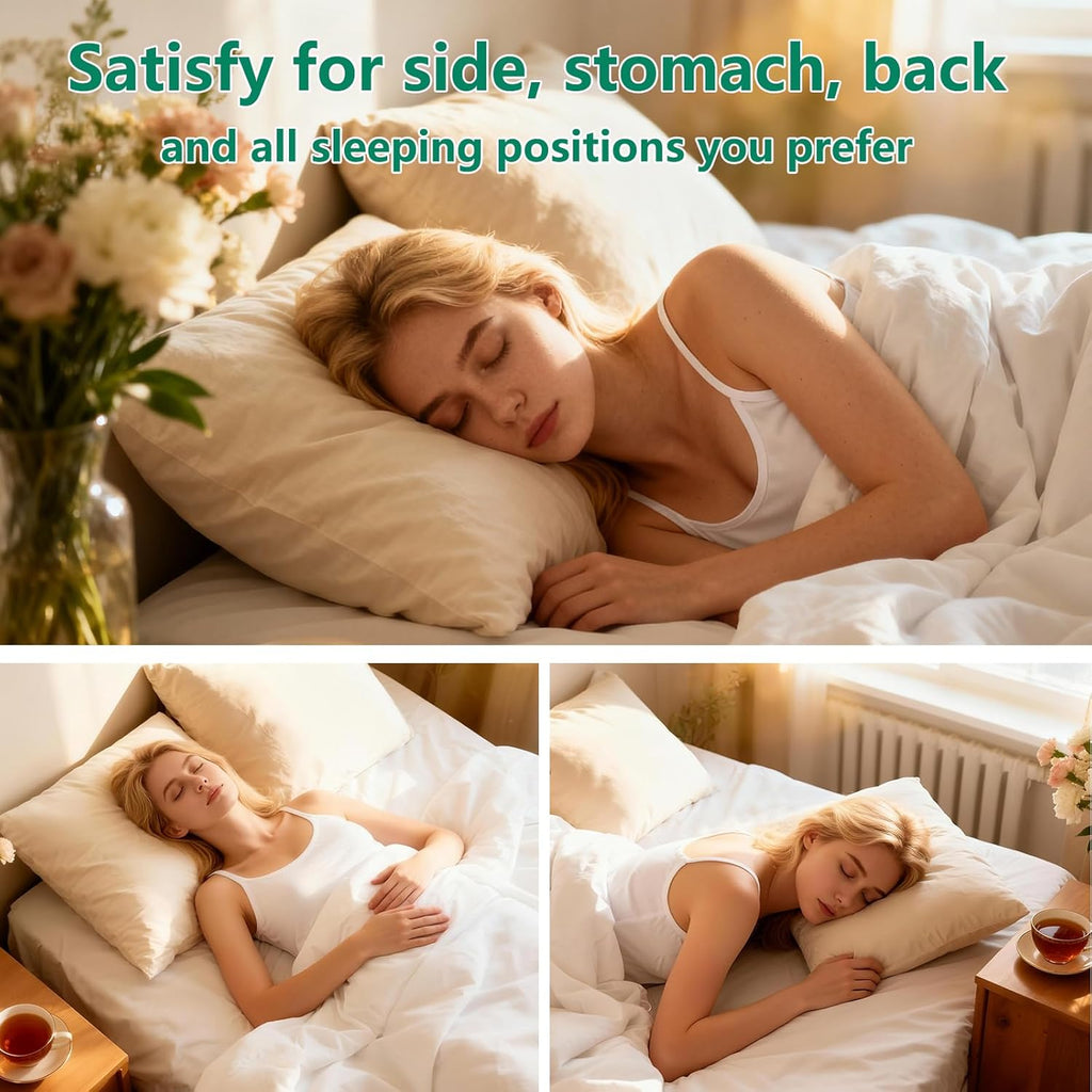 Pillows Standard Size Set of 4, Luxury Fluffy Bed Pillows for Sleeping 4 Pack, Soft and Supportive Bed Pillow with Down Alternative Filling for Side and Back Sleepers (18"x26")