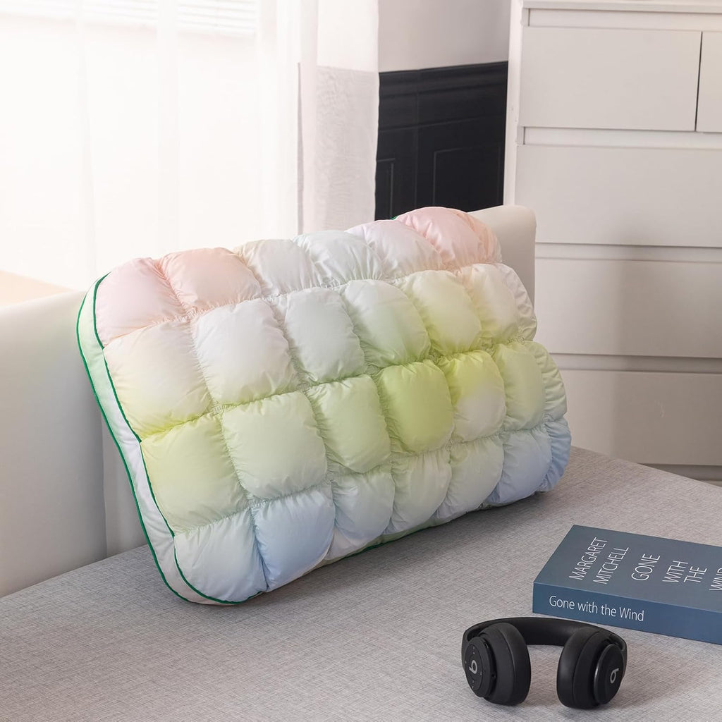 YOUR MOON Fluffy Support Bed Pillow Standard Size, Luxury Hotel Quality Bed Pillows for Side Sleeper, Super Soft Premium Down Alternative Filling Pillow for Sleeping (Rainbow)