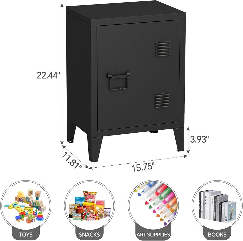 MIOCASA Metal Nightstand Modern End Side Table Steel Bedside Storage Cabinet with Shelf Easy Assembly for Living Room Bedroom