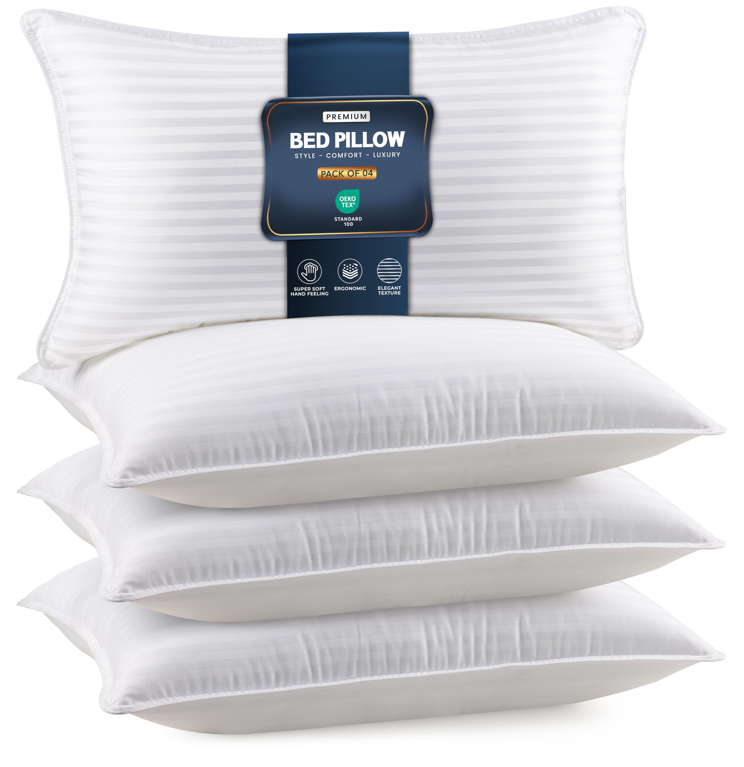 Utopia Bedding Bed Pillows for Sleeping Standard Size (White), Set of 2, Down Alternative Pillow for Sleeping, Cooling Hotel Quality Pillow Set for Back, Stomach or Side Sleepers